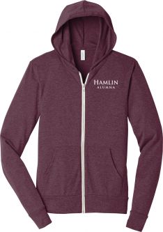 BELLA+CANVAS Unisex Triblend Full-Zip Lightweight Hoodie, Maroon Triblend